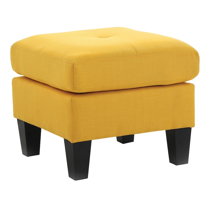 Twill Upholstered Tufted Ottoman - 23" - Yellow