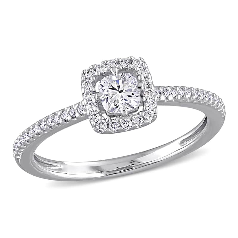Miadora 1/2ct TDW Cushion-Cut Diamond Floating Halo Engagement Ring in 14k White Gold