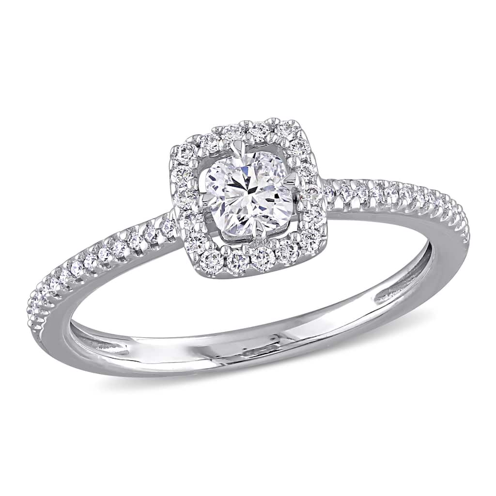 Miadora 1/2ct TDW Cushion-Cut Diamond Floating Halo Engagement Ring in 14k White Gold