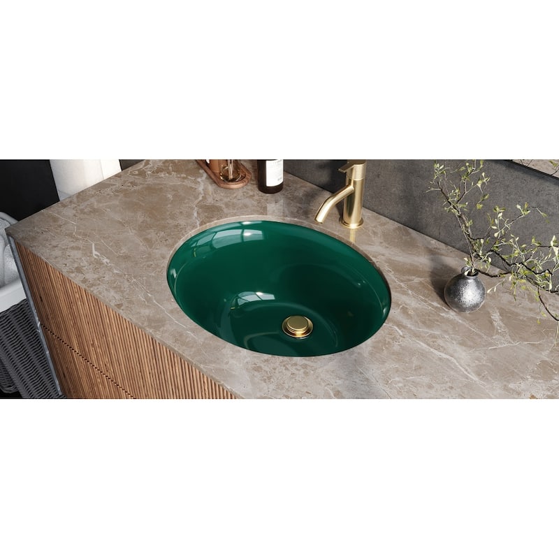 Ruvati 16 x 13 inch Undermount Bathroom Sink Emerald Green Oval Porcelain Ceramic - RVB0618EG
