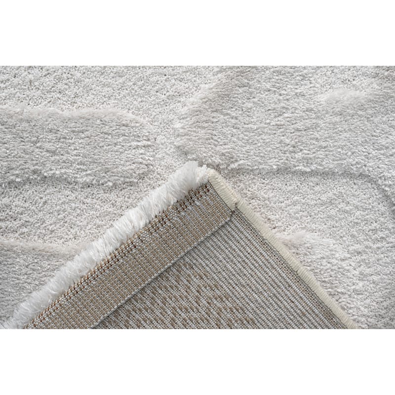 Lillian Ivory and White Recycled Polyester Area Rug - 9' x 12'