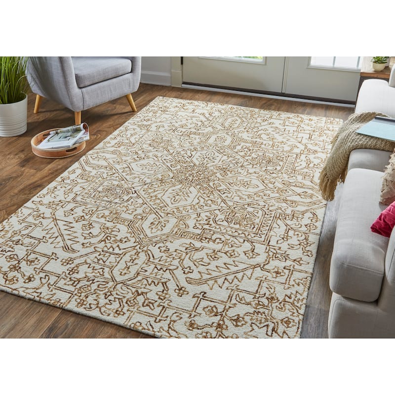 Grand Bazaar Natal Hand Tufted Medallion Transitional Area Rug