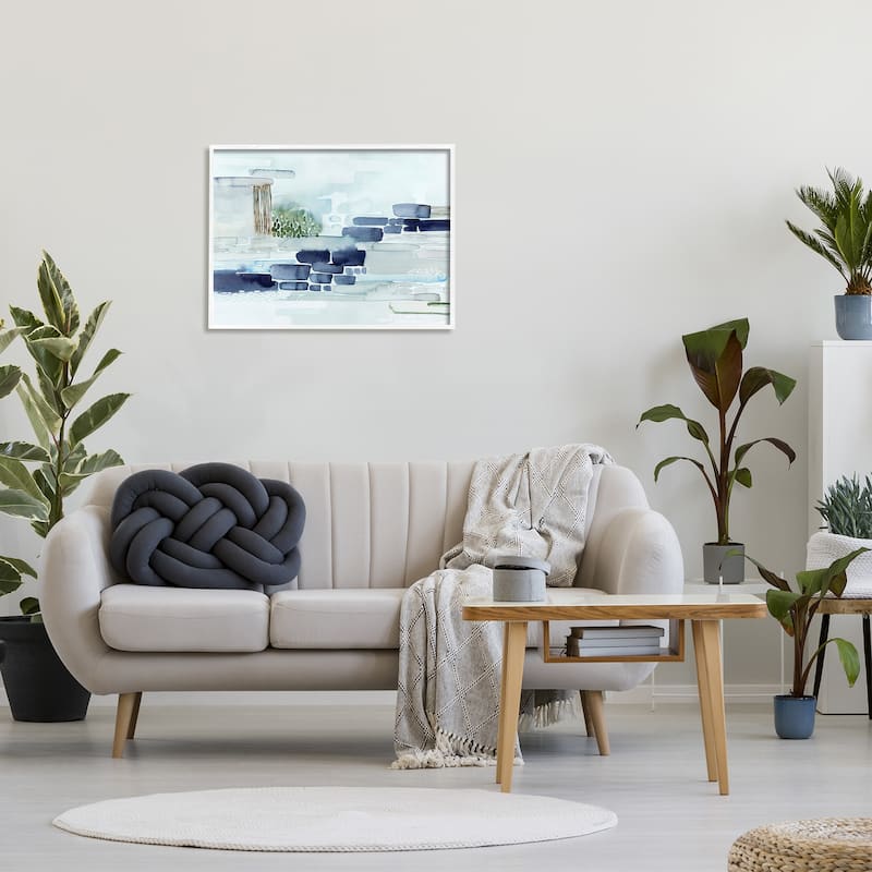 Stupell Modern Abstract Coastal Landscape Organic Blocks Framed Giclee Texturized Art by Grace Popp