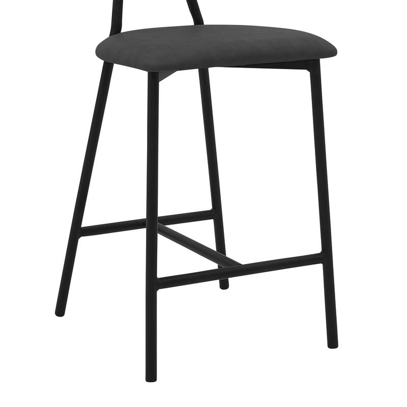 Rococo Faux Leather and Metal Upholstered Counter Height Bar Stool