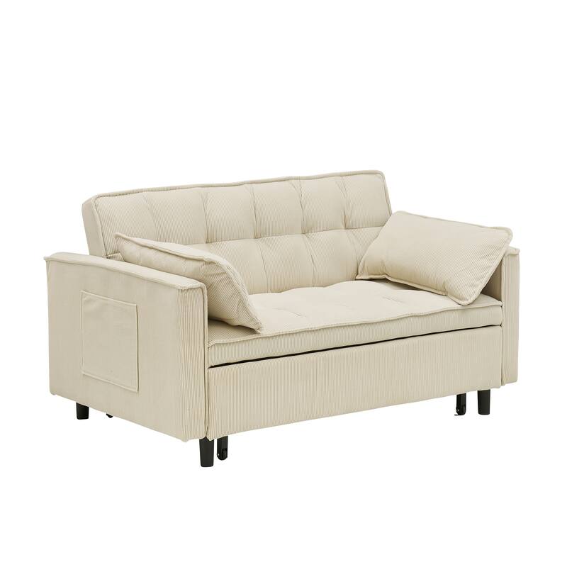 55" 3-in-1 Double Pull-Out Sofa Bed for Living Room