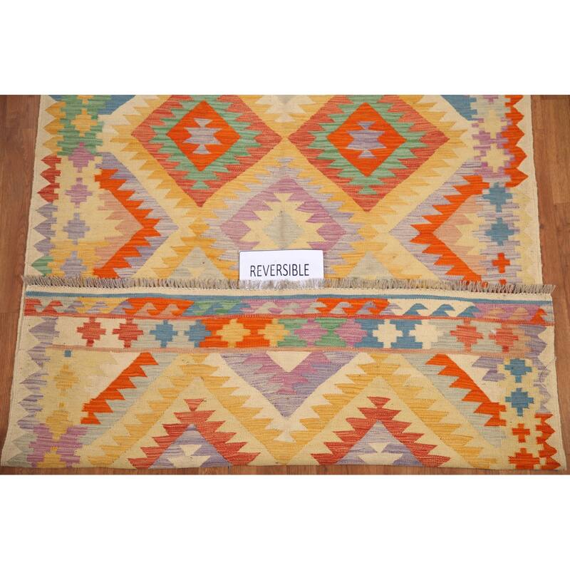Hand Woven Oriental 100% Wool Carpet Southwestern Geometric Multi-Colored Kilim Area Rug - 6' 11'' X 5' 0''