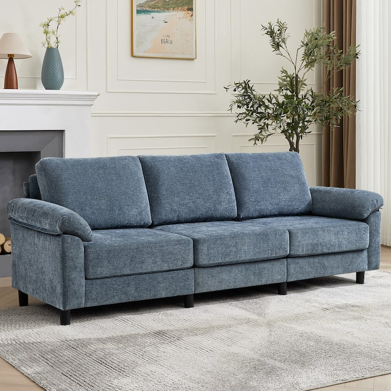 90" Chenille Upholstered 3-Seater Sofa Couch Sectional Sofa with Pillow Top Arms