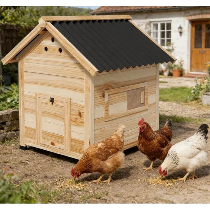 Pet Coop,Wooden House with Openable Roof