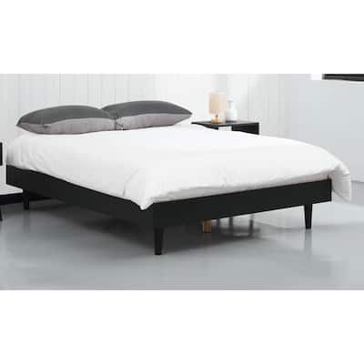 Modern Wooden Platform Bed Frame with Floating Design