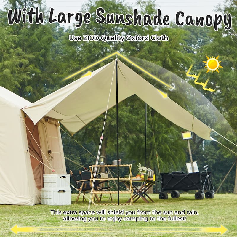 Inflatable Camping Tent for 8-12 People, with Skylights, Chimney Window, and UV-Resistant, Easy Setup for Outdoors