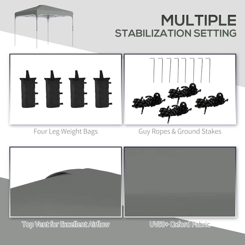Outsunny Pop Up Gazebo, Foldable Canopy Tent with Carry Bag with Wheels and 4 Leg Weight Bags for Outdoor Garden Patio Party