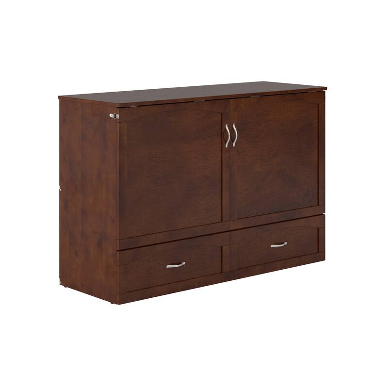 Marion Queen Murphy Bed Chest with 6" Mattress, Storage Drawer & Built-In Charger