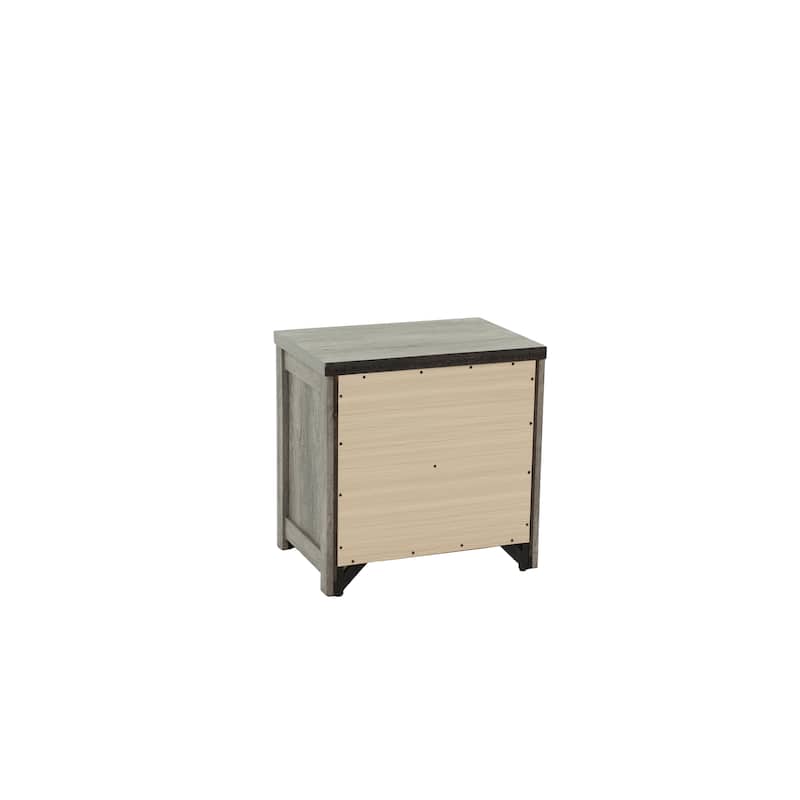 Bedroom Furniture Rustic Light Simple 1pc Nightstand 2-Drawers Bed Side Table Solidwood