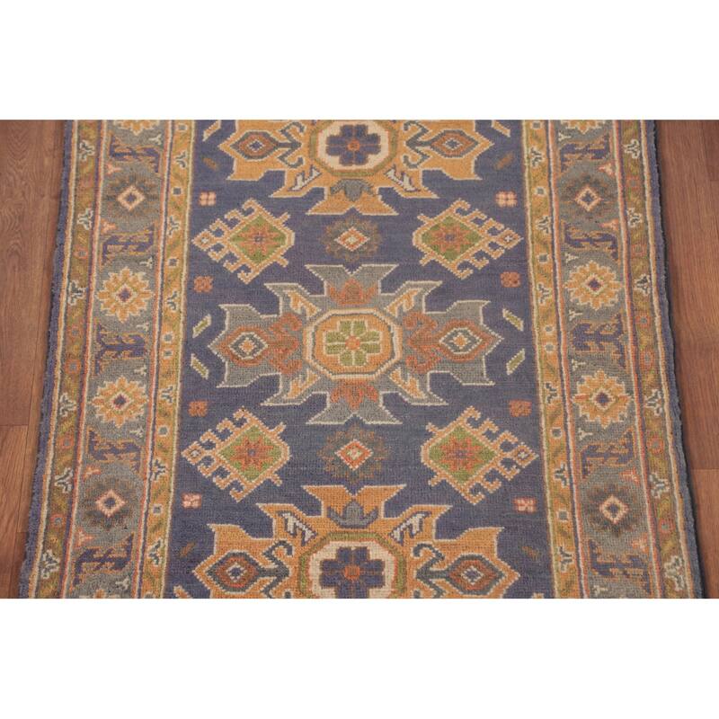 Geometric Kazak Oriental Foyer Rug Handmade Wool Carpet - 2'9" x 4'2"