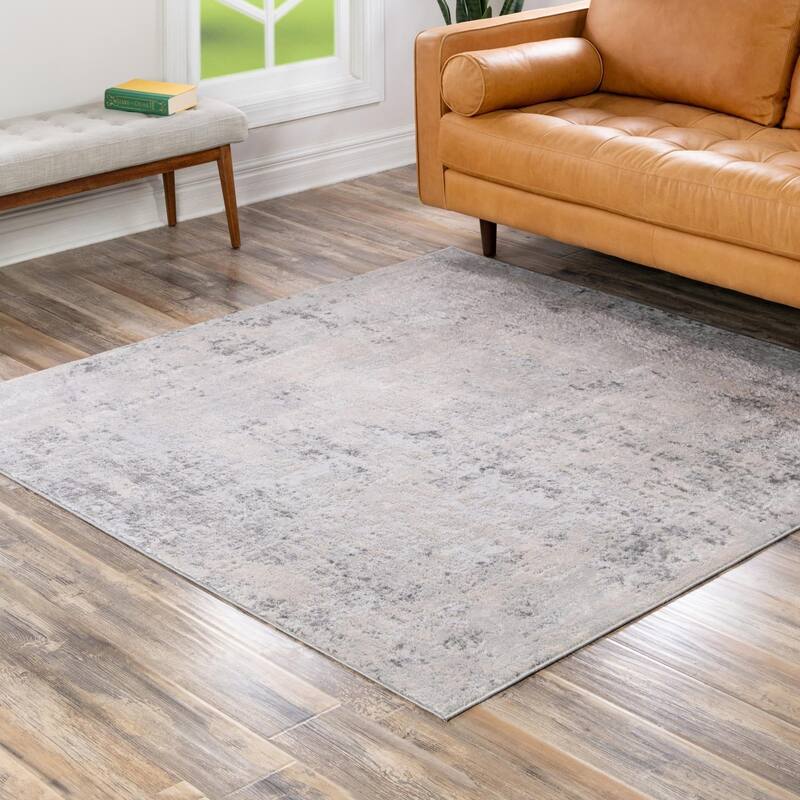 Contemporary Milton Collection Area Rug - Gray - 7'10" Square