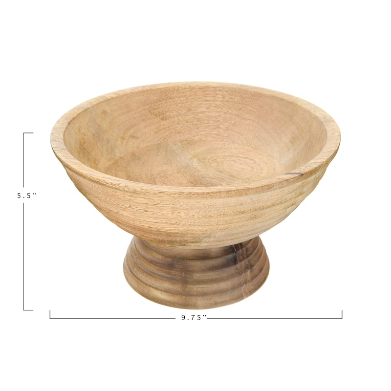 Round Mango Wood Footed Bowl