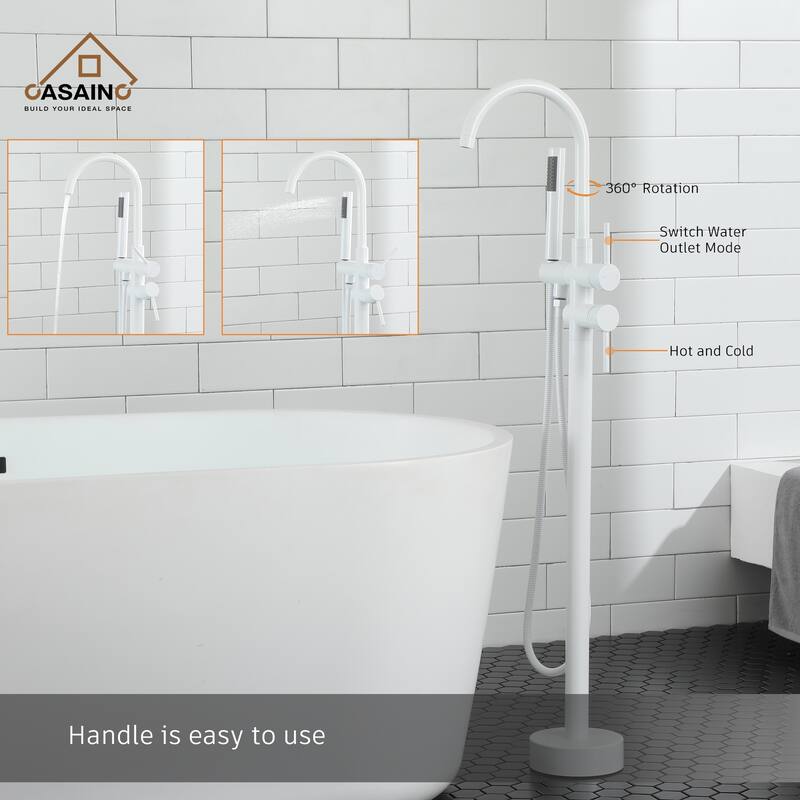 CASAINC 2-Handle Residentail Freestanding Bathtub Faucet with Hand Shower