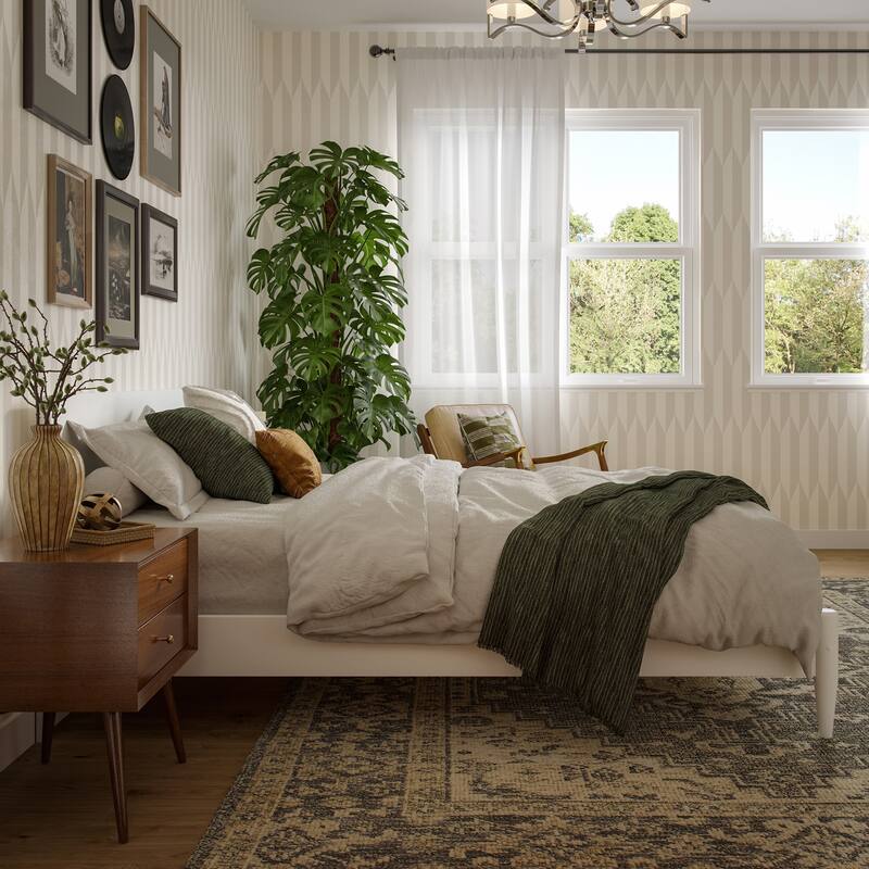 Aria Solid Wood Modern Low Profile Platform Bed