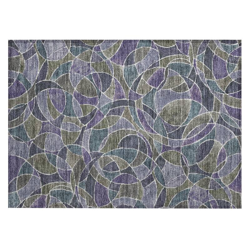 Machine Washable Indoor/Outdoor Casual Mosaic Chantille Rug
