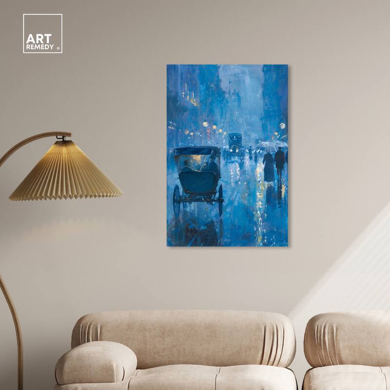 Art Remedy London Nights Gallery Wrapped Impressionism 1 Piece Canvas Wall Art /Monet And Van Gogh Inspired Art