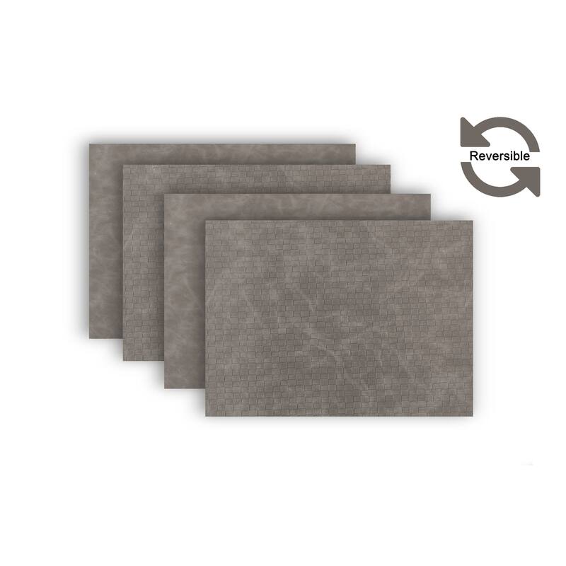 Dainty Home Sorento Faux Leather Reversible Rectangular Placemat Set - N/A