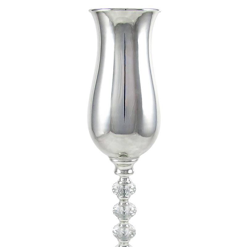 Silver Luxury Metal Crystal Gem Mermaid Hurricane Trumpet Tabletop Flower Vase Decorative Centerpiece