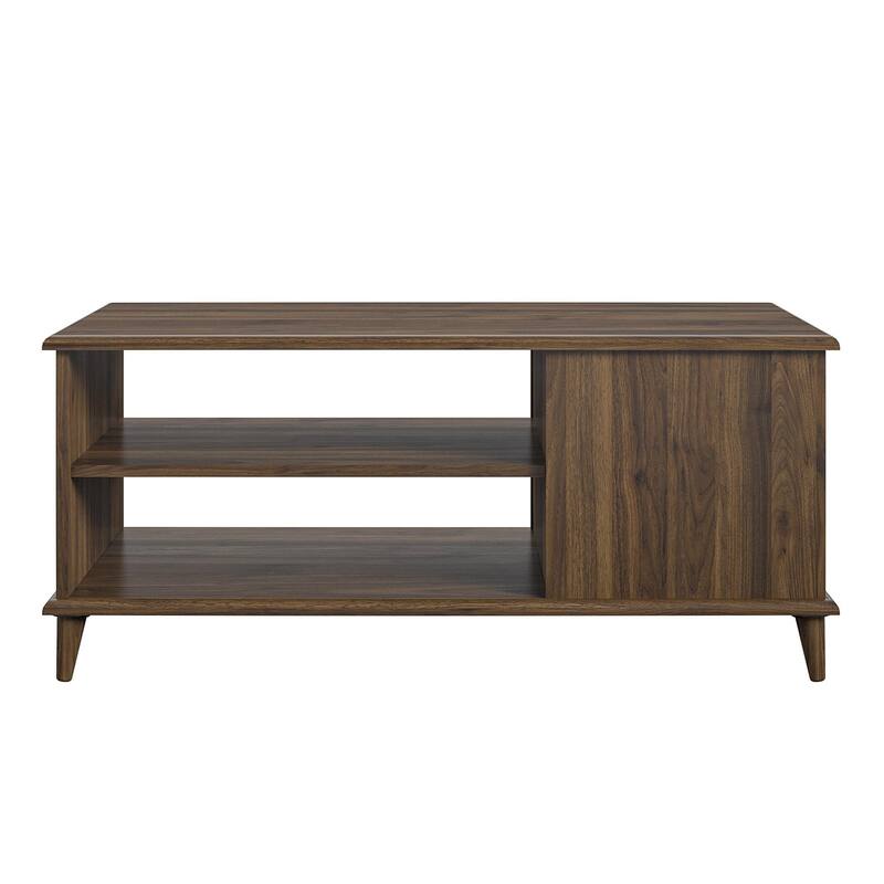 Roomfitters Farnsworth Mid-Century Modern Coffee Table with Open Shelving Storage, Walnut