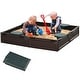 preview thumbnail 1 of 5, Kids 4 Semicircular Seat Boards Sandbox with Fabric Cover and Smooth Surface - 48.5"L x 48.5"W x 8.25"H Dark-Green-Brown