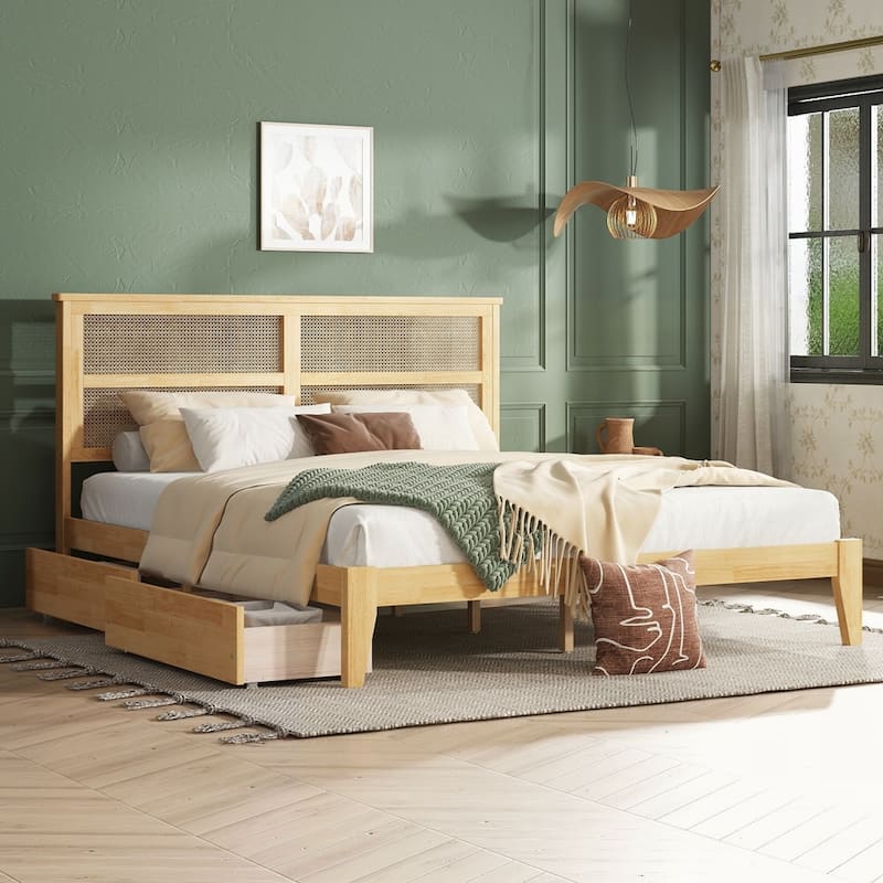 Rubber Wood Bed with Enhanced Support Salts and Feet