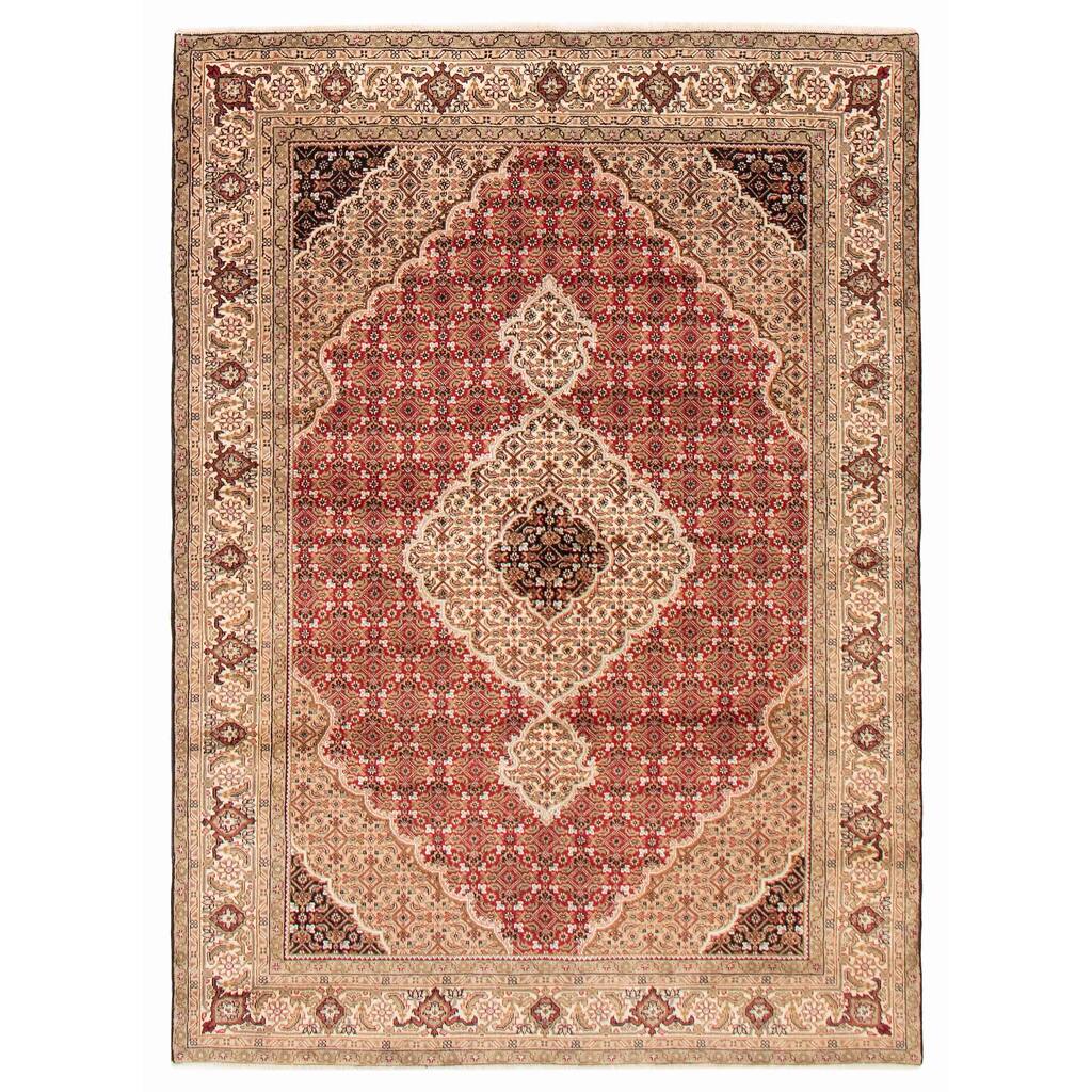 ECARPETGALLERY Hand-knotted Tabriz Haj Jalili Red Silk, Wool Rug - 5'8 x 7'9