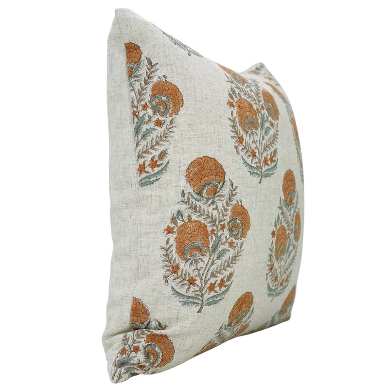 Fabdivine Soft Pillow Cover Shape Floral Block Print for Hotel Couch Spring Guest Room Blue Farmhouse, Mohini