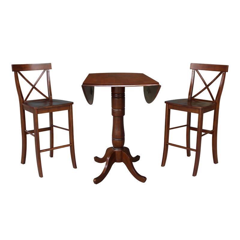 42" Round Top Bar Height Table and Two Stools - Espresso