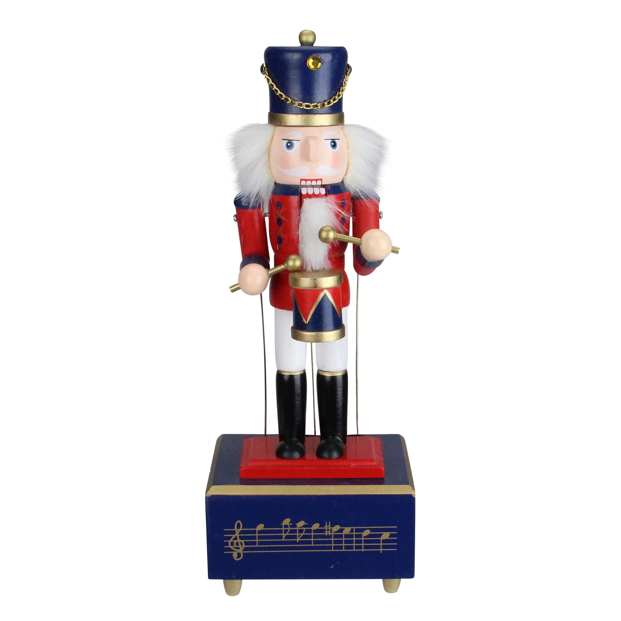 12" Red Black Animated Musical Christmas Nutcracker Drummer Figurine
