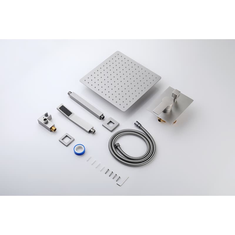 Ceiling Mount Brushed Nickel Shower System Bathroom Luxury Rain Mixer Shower Combo Set Ceiling Rainfall Shower Head System