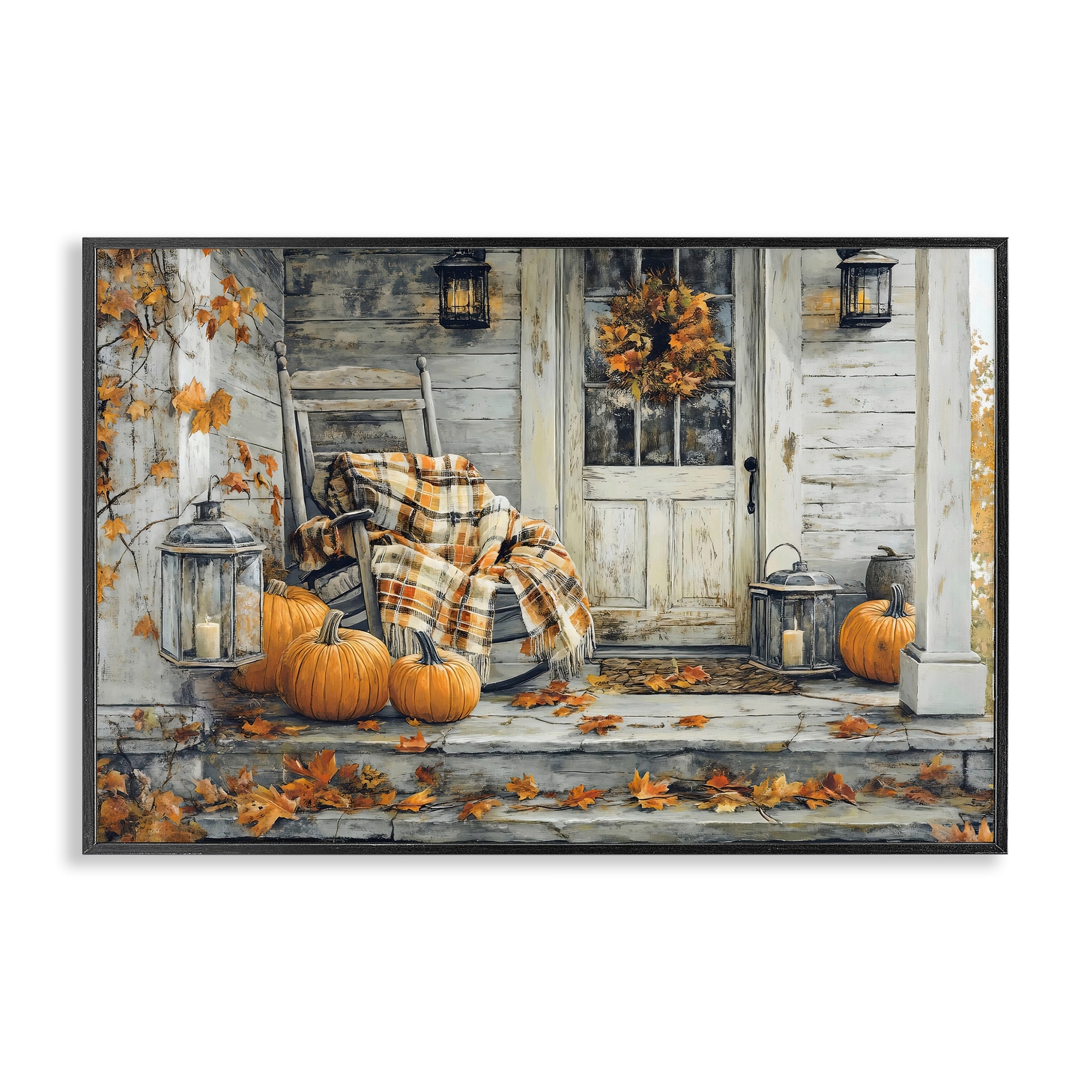 Stupell Rustic & Cozy Fall Porch Framed Giclee Art Design By Creative Studio