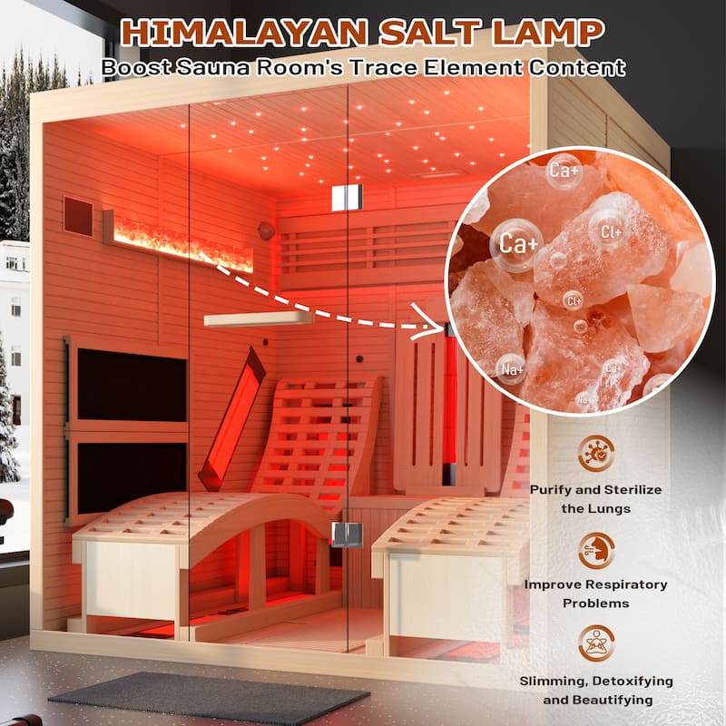 EROMMY up to 3 Person Infrared Sauna with 15-Minute Warm-Up Heater Tube and Carbon Plate