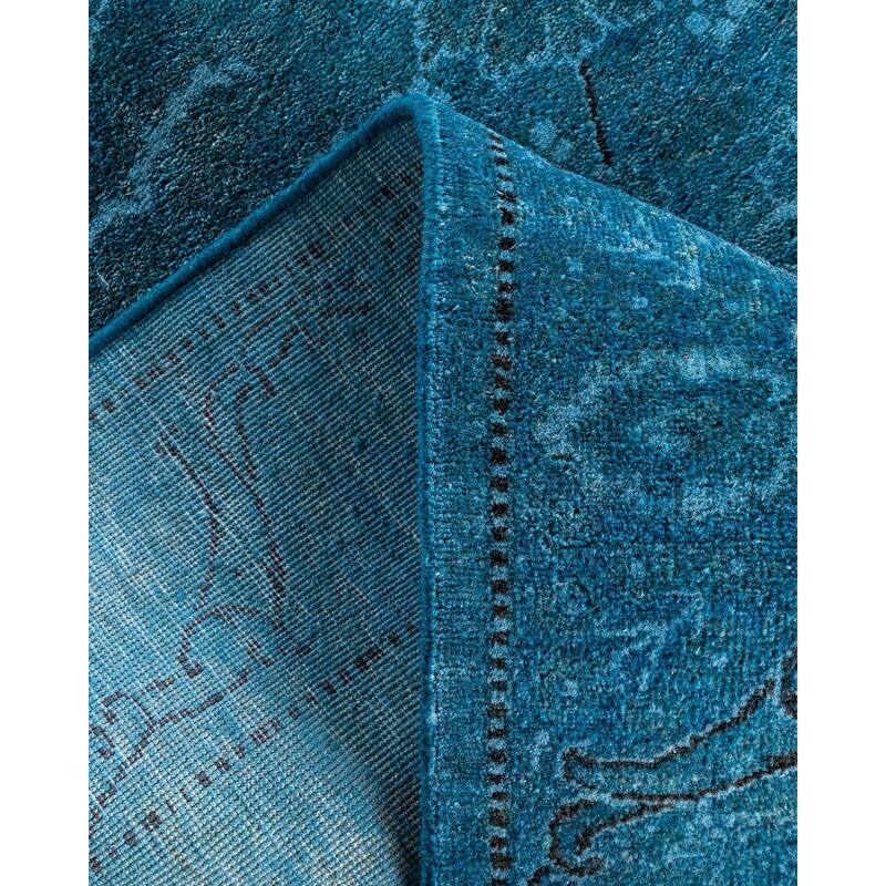 Fine Vibrance One-of-a-Kind Hand-Knotted Runner Rug - Blue, 2' 9" x 12' 4" - 2' 9" x 12' 4"