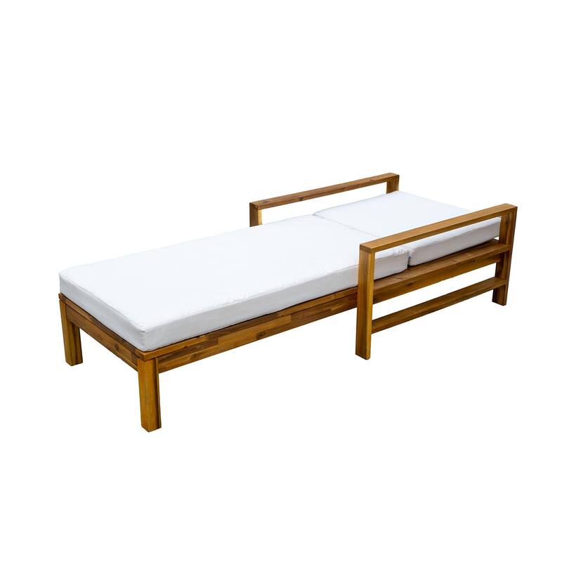 Wood Adjustable Backrest Outdoor Lounge Chair, Suitable for Gardens, Terraces, and Poolside Areas