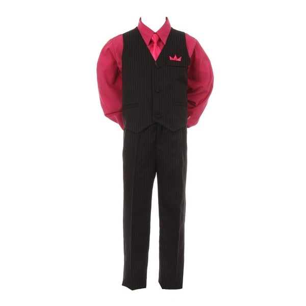 Angels Garment Little Boys Gray Pinstripe Jacket Pants Vest Shirt Tie Suit 2-7