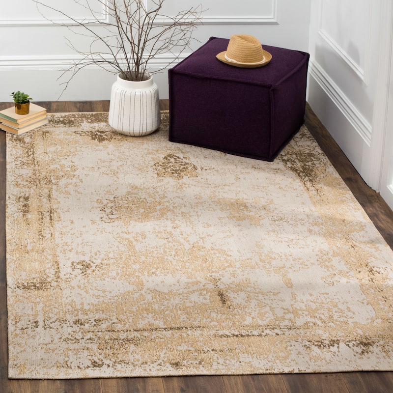 SAFAVIEH Classic Vintage Boho Mientje Distressed Oriental Cotton Rug - 4' x 6' - Sand