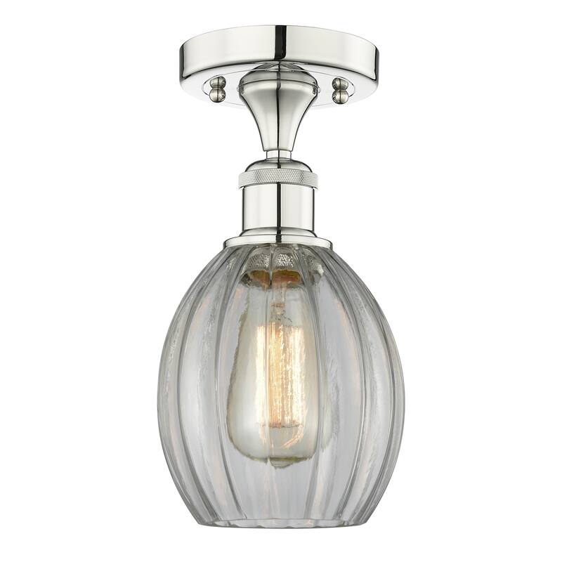 Innovations Lighting Eaton - 1 Light 6" Semi-Flush Mount - Clear/Polished Nickel