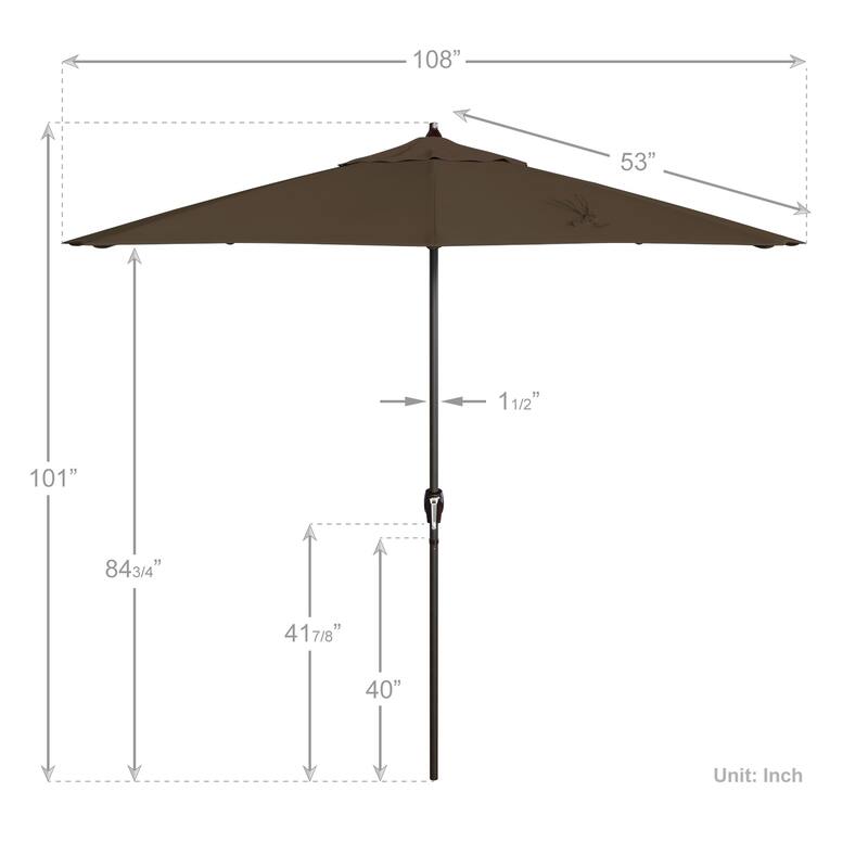 California Umbrella 9' Rd. Crank Lift Auto Tilt 8 Rib Aluminum Patio Umbrella, Bronze Finish, Sunbrella Spectrum Cilantro Fabric