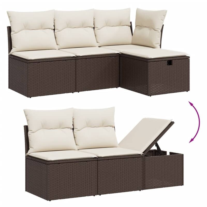 vidaXL Patio Sofa Set with Cushions Outdoor Furniture 6 Piece Poly Rattan - 21.7 x 39.4 x 28.7 in