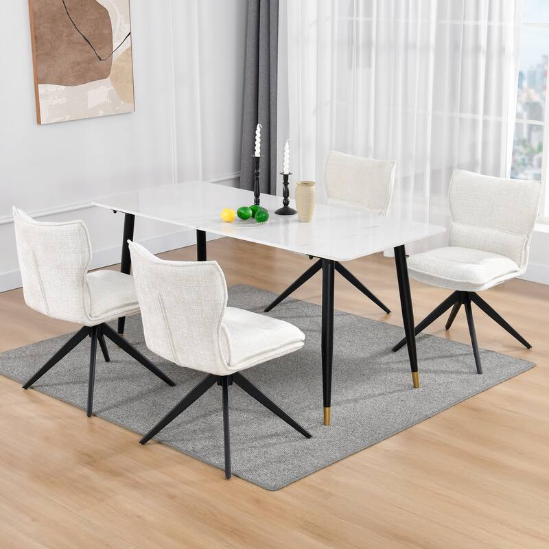 Modern Upholstered Swivel Dining Chairs Accent Side Chairs with Metal Legs