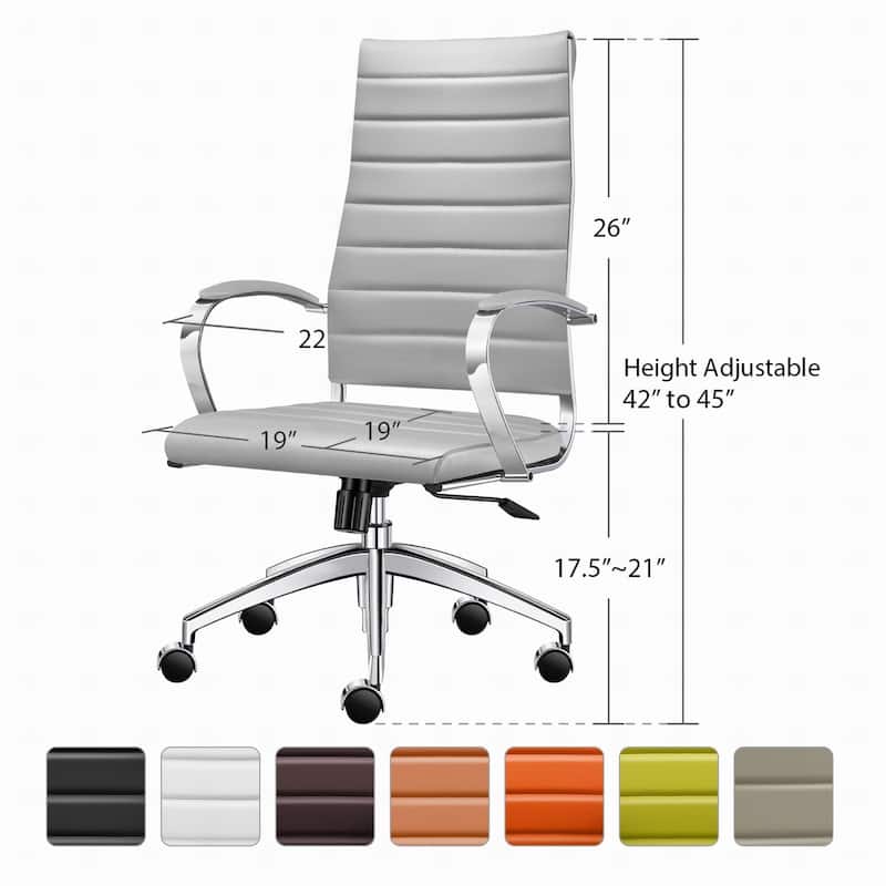 LUXMOD® Office Chair Faux Leather Silver Frame Adjustable and Swivel