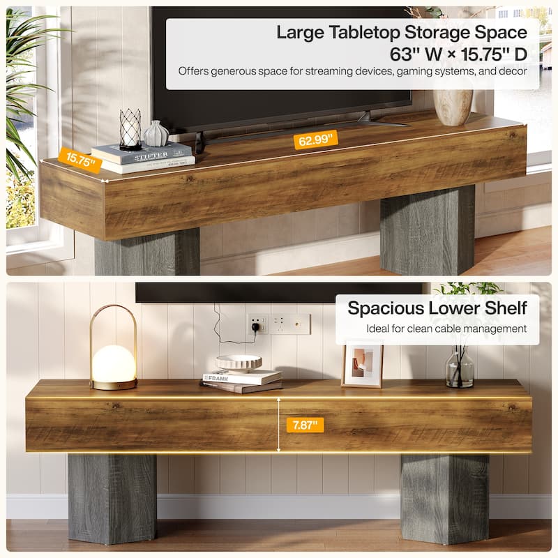 63" TV Stands for TVs up to 55''/65''/70'' - 62.99" W × 15.75" D × 21.65" H