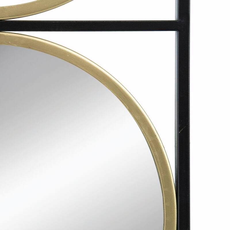 47.2" Eclectic Styling Metal Beaded Black Wall Mirror