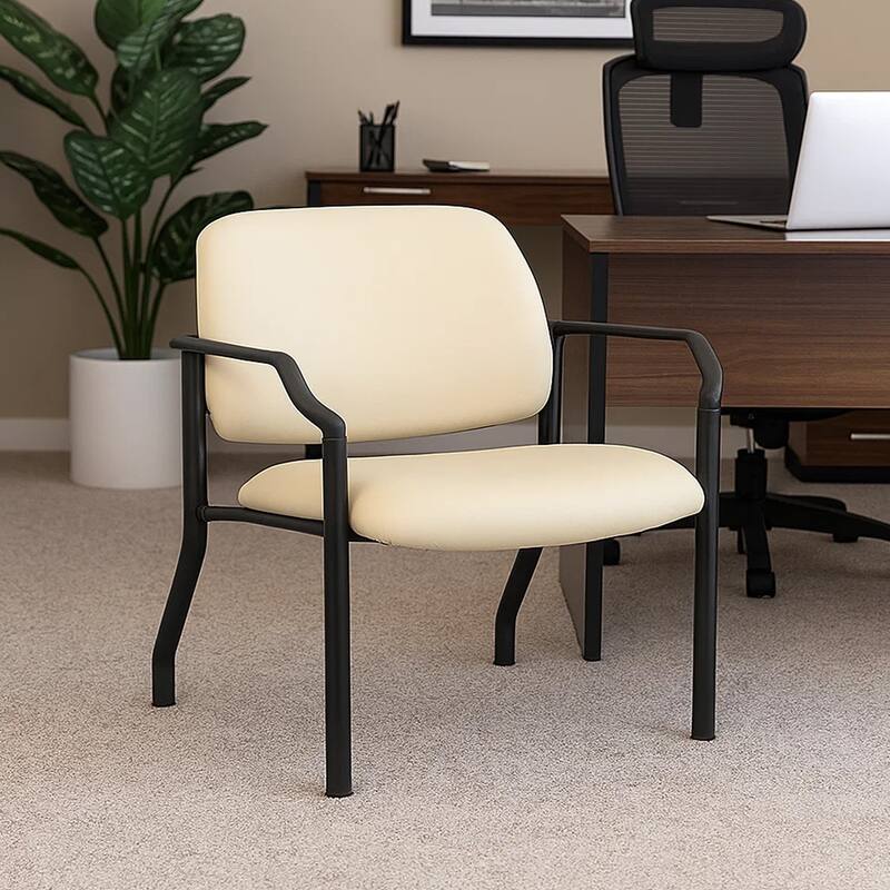 Theo XL Wide Guest Chair, Beige Antimicrobial Vinyl, 500 lbs