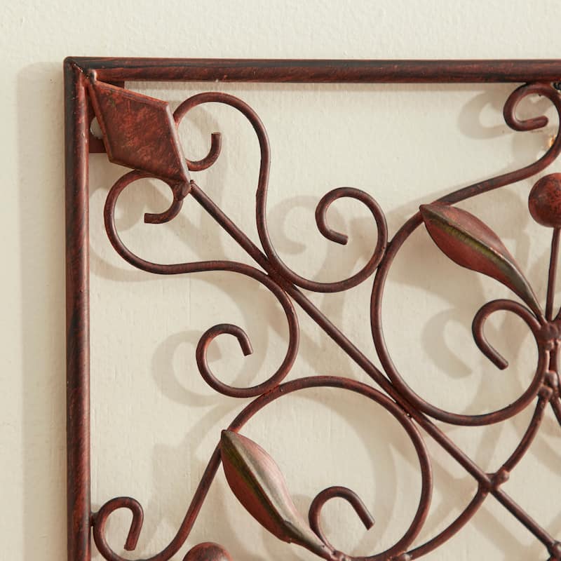 Dark Brown Metal Scroll Home Wall Decor (Set of 4)
