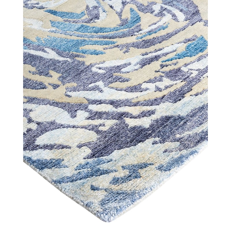 Modern One-of-a-Kind Hand-Knotted Area Rug - Ivory, 9' 1" x 12' 0" - 9' 1" x 12' 0"